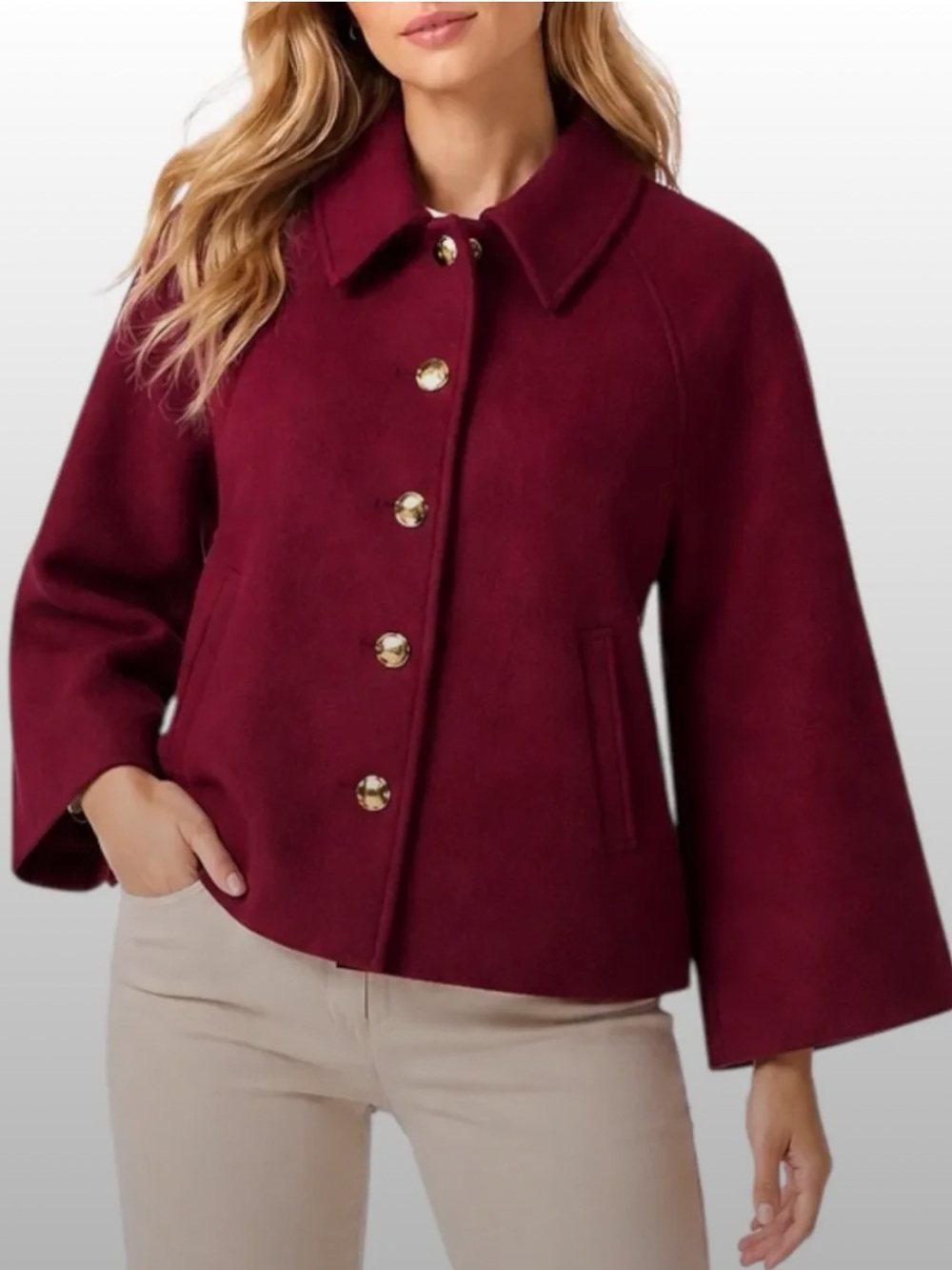 J. Crew Cropped Wool Blend Swing Coat, Size M, NWT